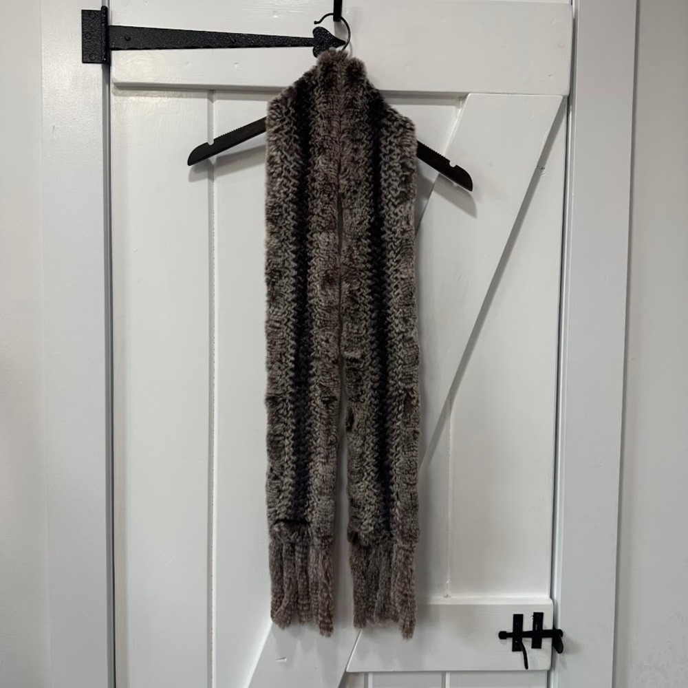 Stupp Furs Womens Scarf One Size Brown Fur Fringe Winter Soft Old Money
